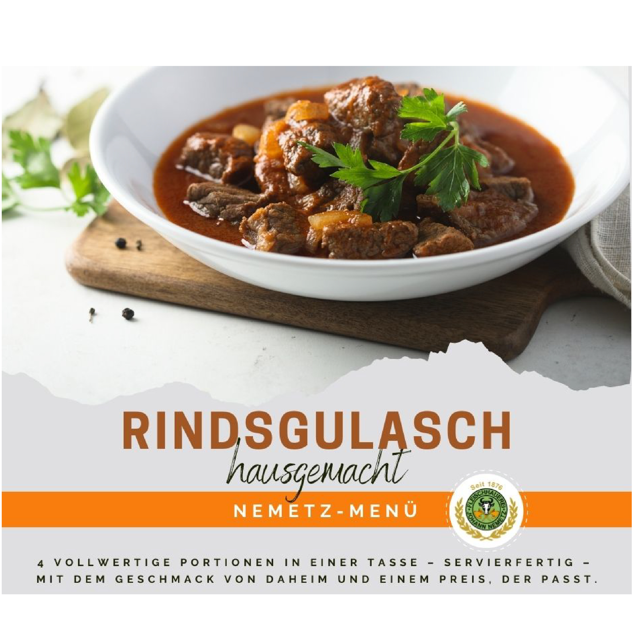Hausgemachte Rind Gulaschsuppe-Men, 4 Portionen, fertig gekocht