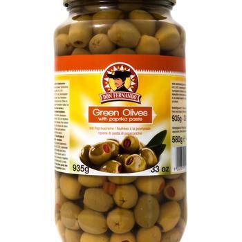Grne Oliven gefllt mit Paprikacreme